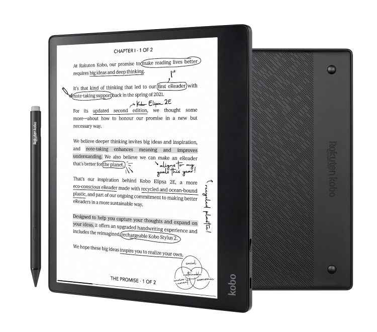 Kobo Stylus 2, USB-C, Rechargeable, Made for Kobo Sage, Elipsa, and Elipsa  2E